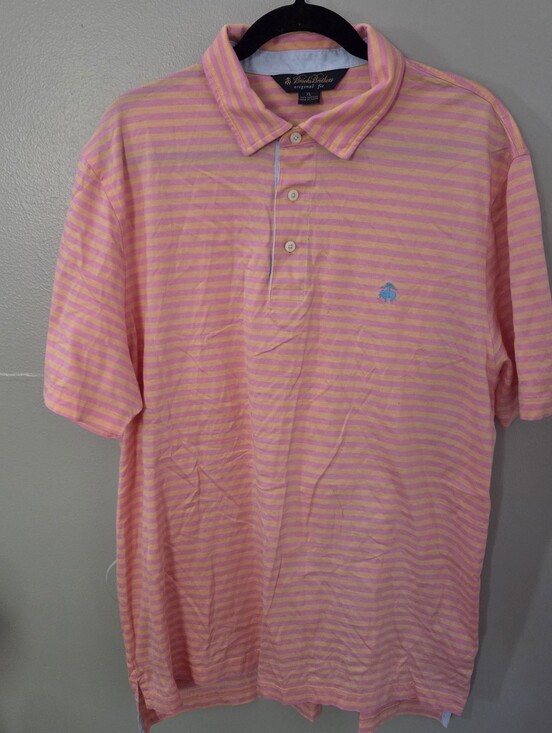 Brooks Brothers Other - Brooks Brothers Men's Pink Orange Striped Golf Polo Preppy Shirt. Sz XL